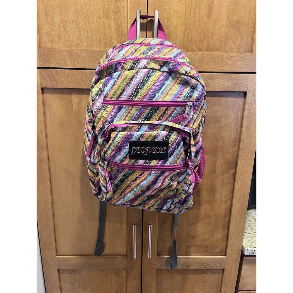 JanSport Big Student Backpack Multi-Color Diagonal Woven Stripe